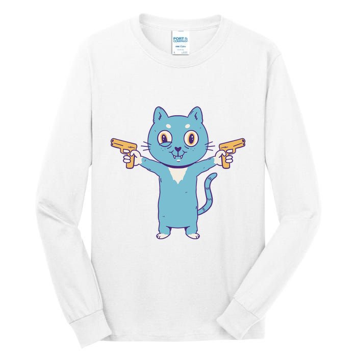 Crazy Cat Pew Pew Funny Tall Long Sleeve T-Shirt