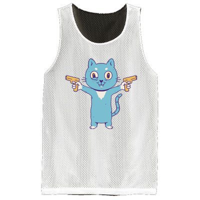 Crazy Cat Pew Pew Funny Mesh Reversible Basketball Jersey Tank