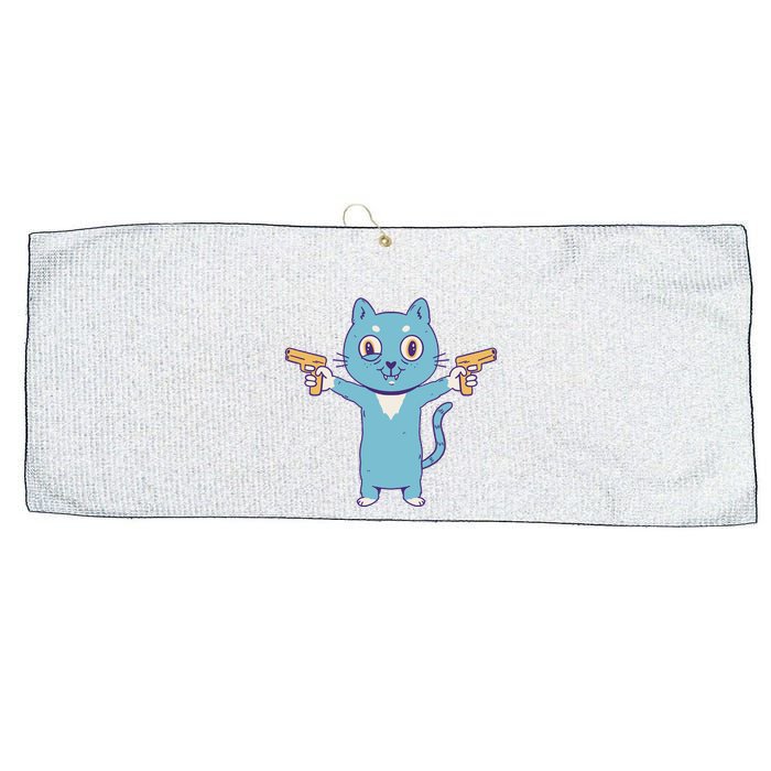 Crazy Cat Pew Pew Funny Large Microfiber Waffle Golf Towel