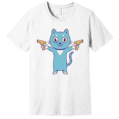 Crazy Cat Pew Pew Funny Premium T-Shirt