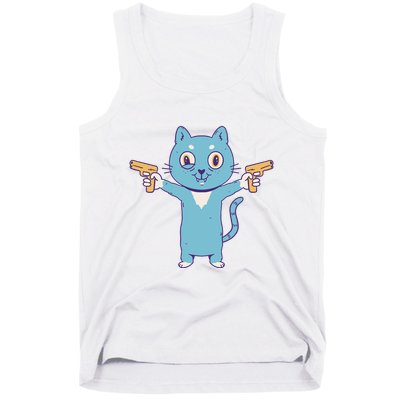 Crazy Cat Pew Pew Funny Tank Top
