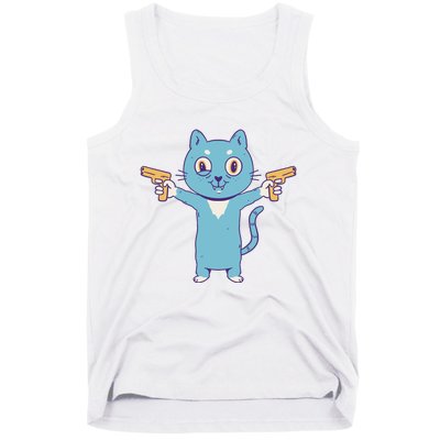 Crazy Cat Pew Pew Funny Tank Top