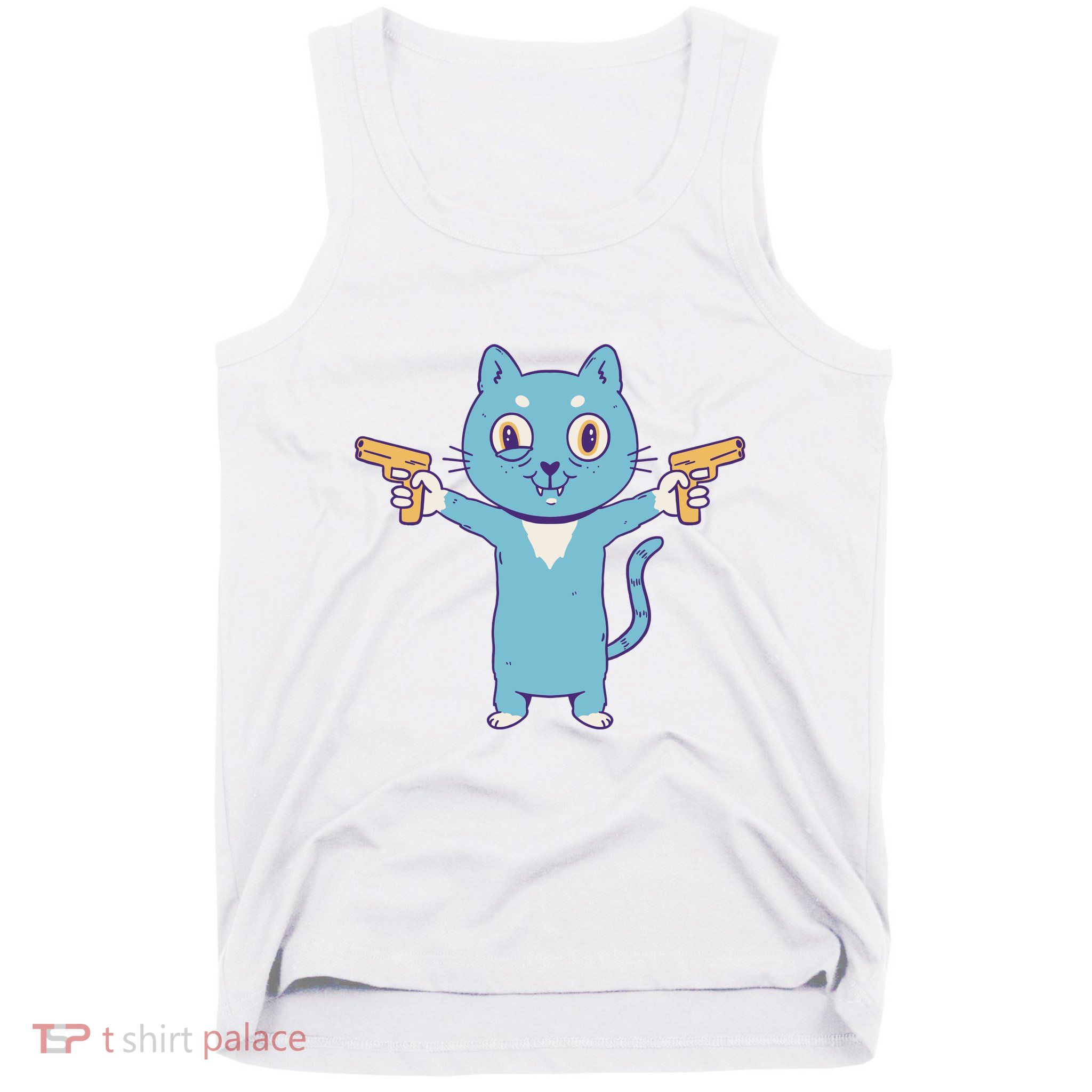Crazy Cat Pew Pew Funny Tank Top