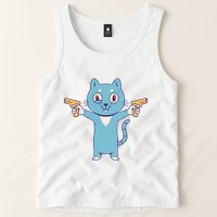 Crazy Cat Pew Pew Funny Tank Top
