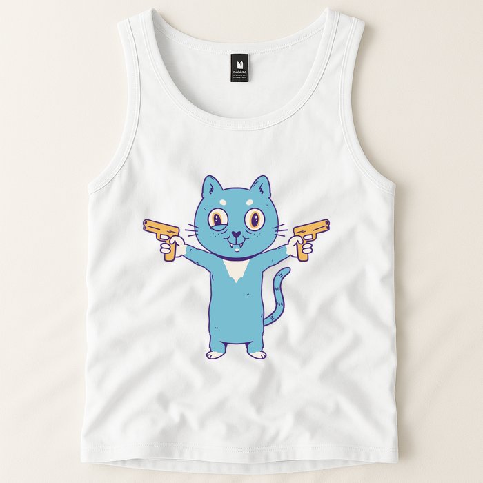 Crazy Cat Pew Pew Funny Tank Top