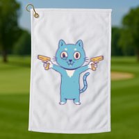 Crazy Cat Pew Pew Funny Golf Towel