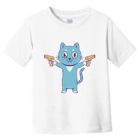 Crazy Cat Pew Pew Funny Toddler T-Shirt