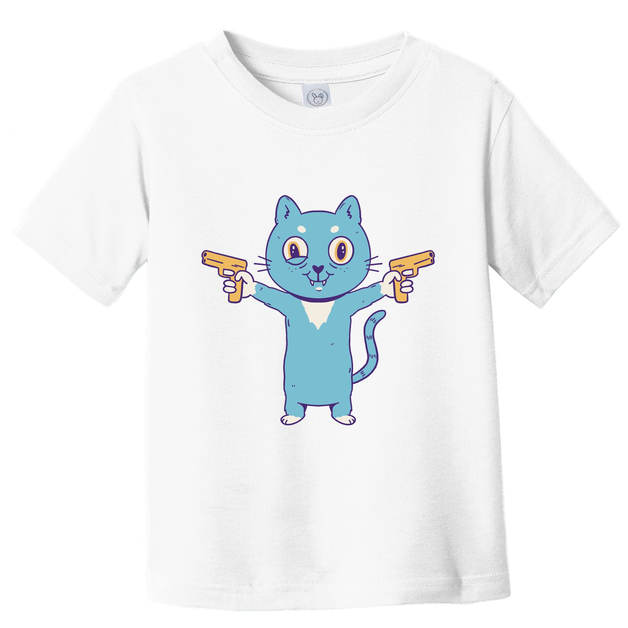 Crazy Cat Pew Pew Funny Toddler T-Shirt