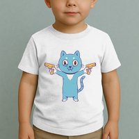 Crazy Cat Pew Pew Funny Toddler T-Shirt