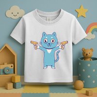 Crazy Cat Pew Pew Funny Toddler T-Shirt