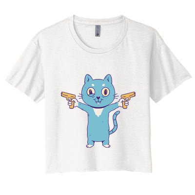Crazy Cat Pew Pew Funny Crop Top