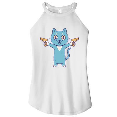 Crazy Cat Pew Pew Funny Women's Perfect Tri Rocker Tank