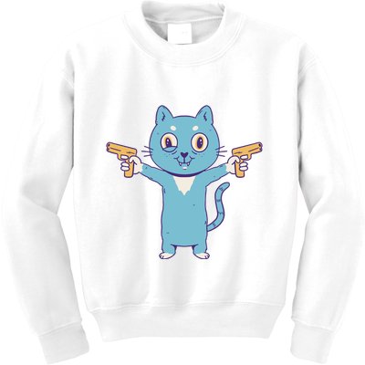 Crazy Cat Pew Pew Funny Kids Sweatshirt
