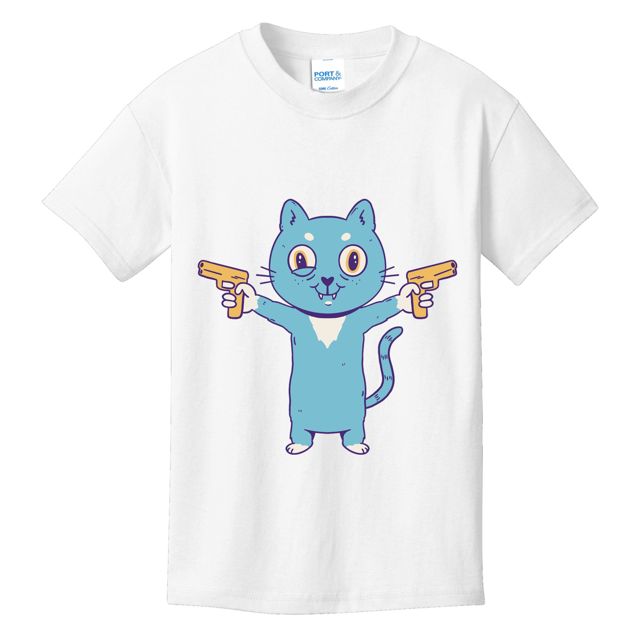 Crazy Cat Pew Pew Funny Kids T-Shirt