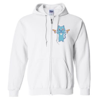 Crazy Cat Pew Pew Funny Full Zip Hoodie