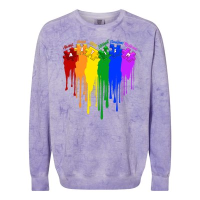 Cute Colorful Painted Autism Puzzle Pieces Heart Colorblast Crewneck Sweatshirt