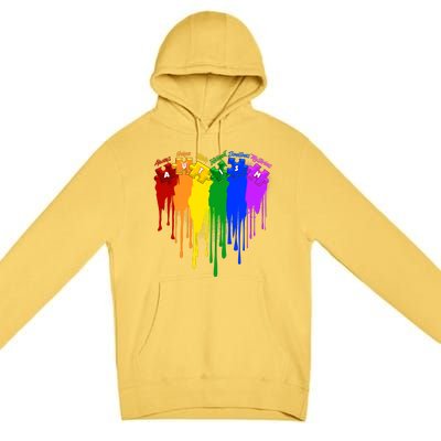 Cute Colorful Painted Autism Puzzle Pieces Heart Premium Pullover Hoodie