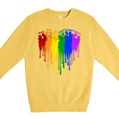 Cute Colorful Painted Autism Puzzle Pieces Heart Premium Crewneck Sweatshirt