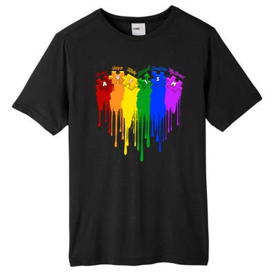 Cute Colorful Painted Autism Puzzle Pieces Heart Tall Fusion ChromaSoft Performance T-Shirt