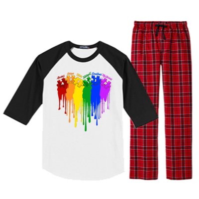 Cute Colorful Painted Autism Puzzle Pieces Heart Raglan Sleeve Pajama Set