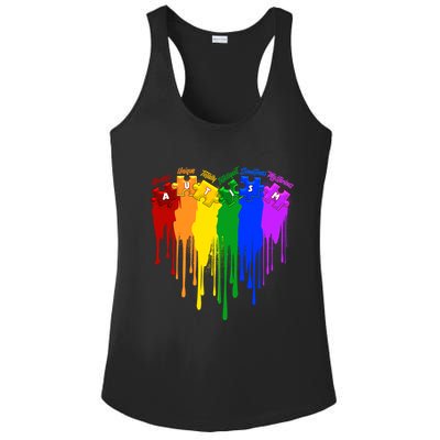 Cute Colorful Painted Autism Puzzle Pieces Heart Ladies PosiCharge Competitor Racerback Tank