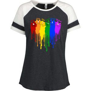 Cute Colorful Painted Autism Puzzle Pieces Heart Enza Ladies Jersey Colorblock Tee