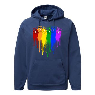 Cute Colorful Painted Autism Puzzle Pieces Heart Performance Fleece Hoodie