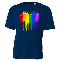 Cute Colorful Painted Autism Puzzle Pieces Heart Cooling Performance Crew T-Shirt