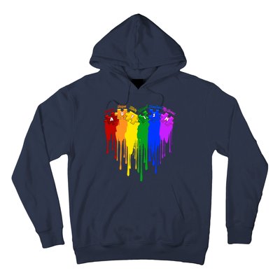 Cute Colorful Painted Autism Puzzle Pieces Heart Hoodie