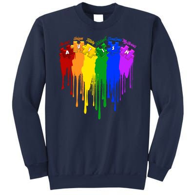 Cute Colorful Painted Autism Puzzle Pieces Heart Sweatshirt