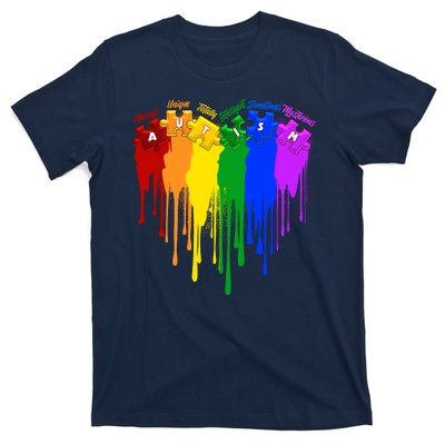 Cute Colorful Painted Autism Puzzle Pieces Heart T-Shirt