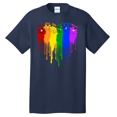 Cute Colorful Painted Autism Puzzle Pieces Heart Tall T-Shirt