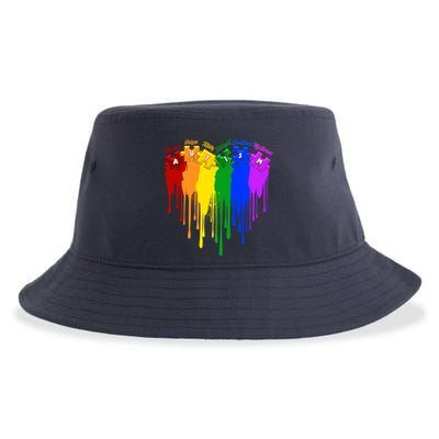 Cute Colorful Painted Autism Puzzle Pieces Heart Sustainable Bucket Hat