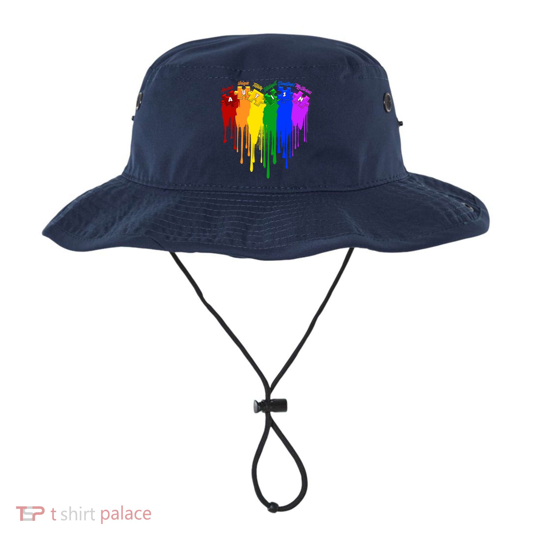Cute Colorful Painted Autism Puzzle Pieces Heart Legacy Cool Fit Booney Bucket Hat