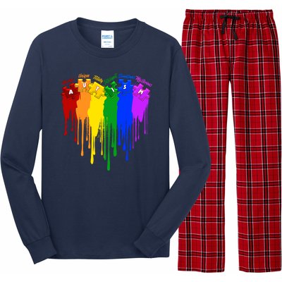 Cute Colorful Painted Autism Puzzle Pieces Heart Long Sleeve Pajama Set