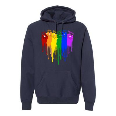 Cute Colorful Painted Autism Puzzle Pieces Heart Premium Hoodie