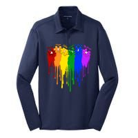 Cute Colorful Painted Autism Puzzle Pieces Heart Silk Touch Performance Long Sleeve Polo