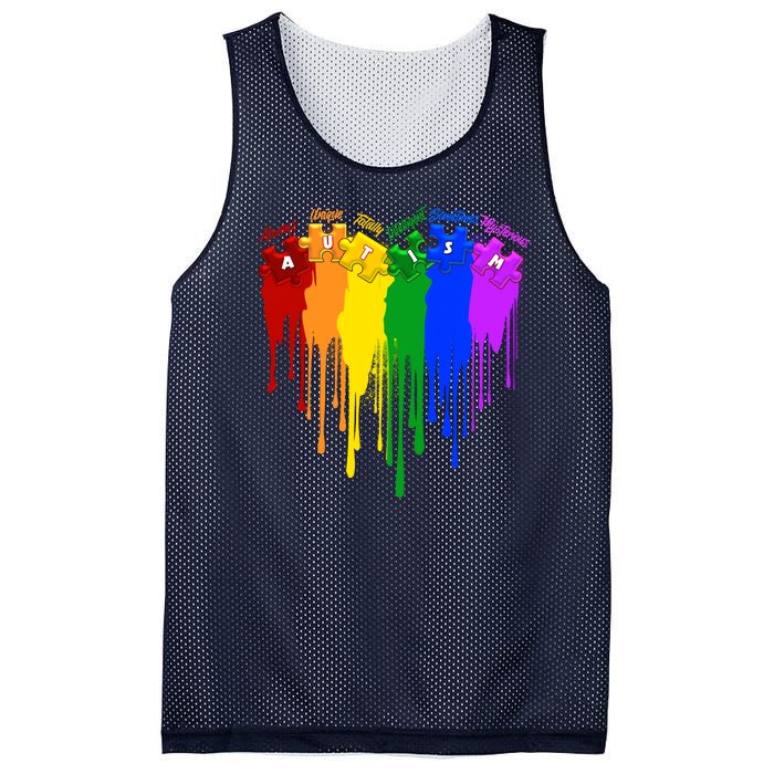 Cute Colorful Painted Autism Puzzle Pieces Heart Mesh Reversible Basketball Jersey Tank