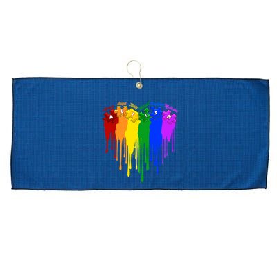 Cute Colorful Painted Autism Puzzle Pieces Heart Large Microfiber Waffle Golf Towel