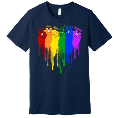 Cute Colorful Painted Autism Puzzle Pieces Heart Premium T-Shirt