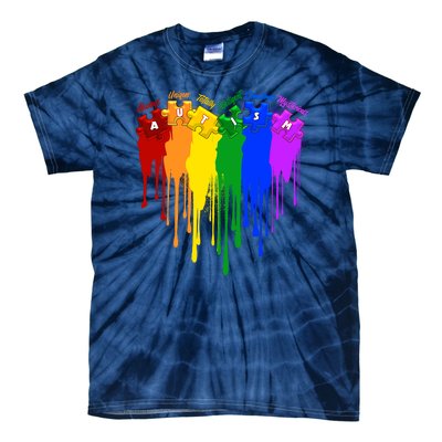 Cute Colorful Painted Autism Puzzle Pieces Heart Tie-Dye T-Shirt