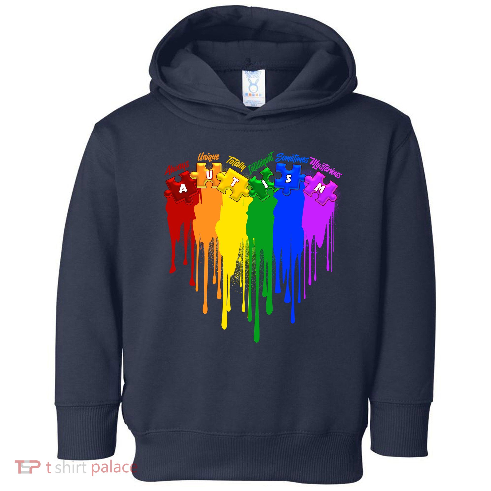 Cute Colorful Painted Autism Puzzle Pieces Heart Toddler Hoodie