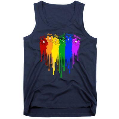 Cute Colorful Painted Autism Puzzle Pieces Heart Tank Top