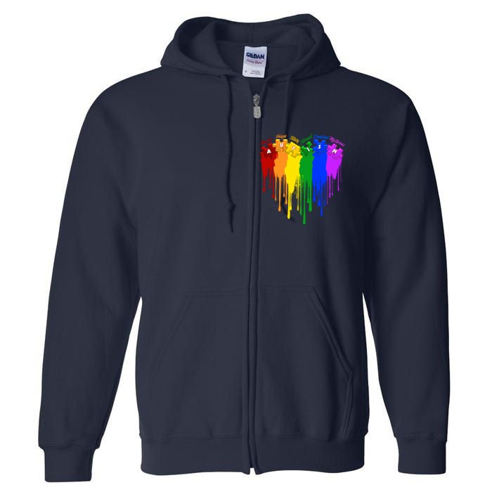 Cute Colorful Painted Autism Puzzle Pieces Heart Full Zip Hoodie