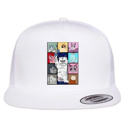 Cute Cat Purring In My Lap Cause It Loves Me Flat Bill Trucker Hat
