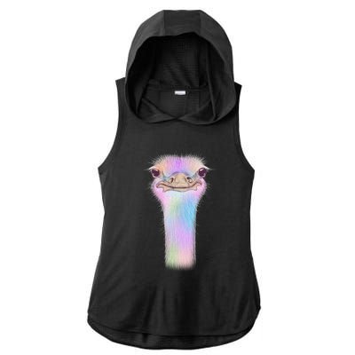 Cute Colorful Pastel Ostrich Ladies PosiCharge Tri-Blend Wicking Draft Hoodie Tank