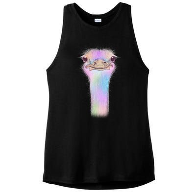 Cute Colorful Pastel Ostrich Ladies PosiCharge Tri-Blend Wicking Tank