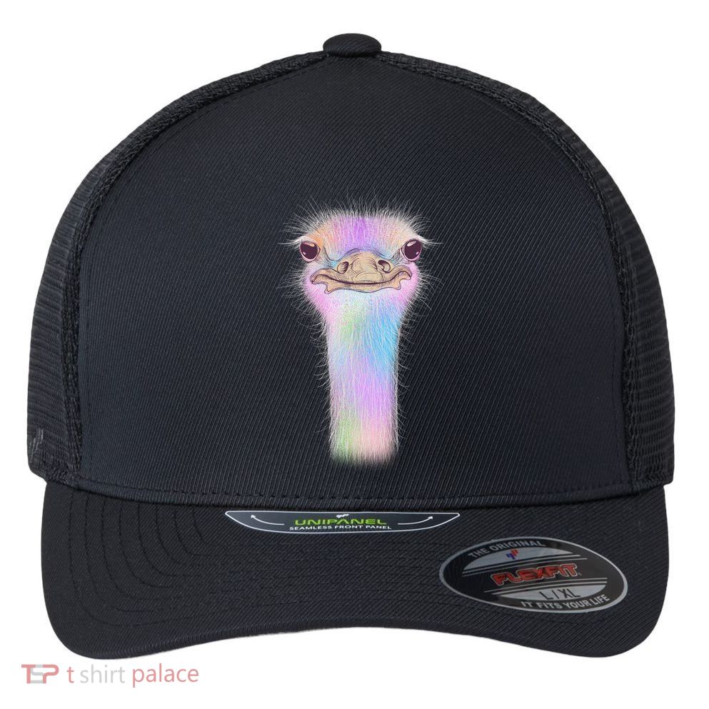 Cute Colorful Pastel Ostrich Flexfit Unipanel Trucker Cap