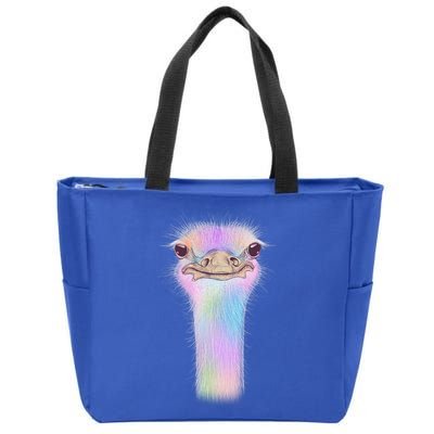 Cute Colorful Pastel Ostrich Zip Tote Bag