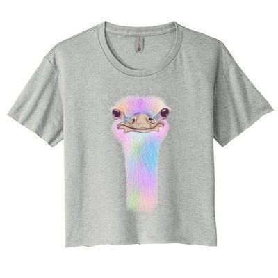 Cute Colorful Pastel Ostrich Women's Crop Top Tee